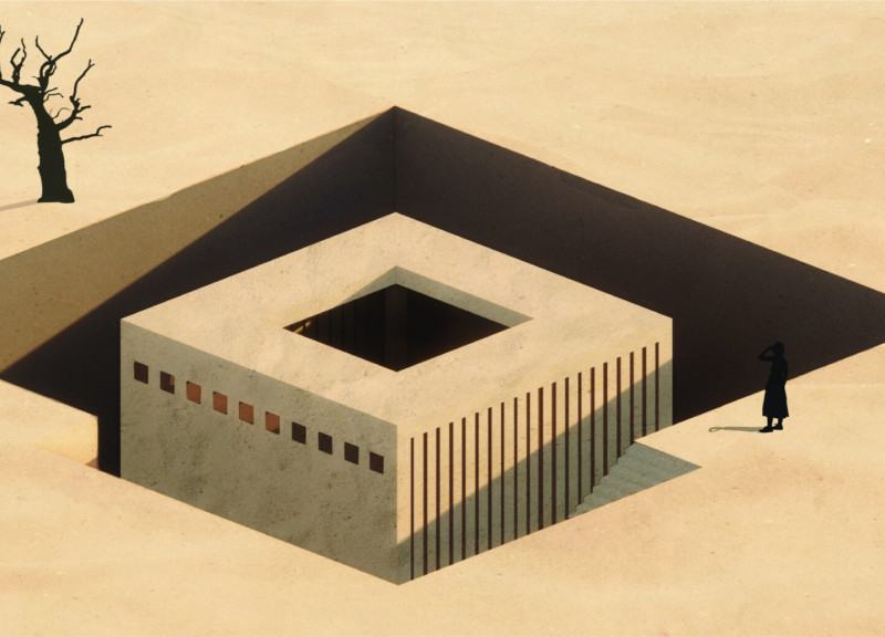 Earthen Shelter Featuring Thermal Mass Construction and Sustainable Sand Materials