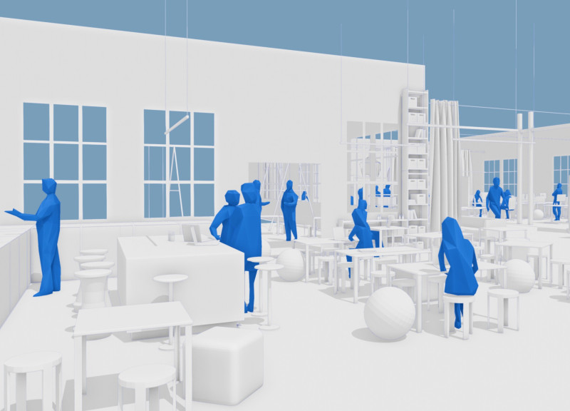 Brick Structure Enhanced by Acoustic Treatments and Flexible Spaces for Modern Workspaces