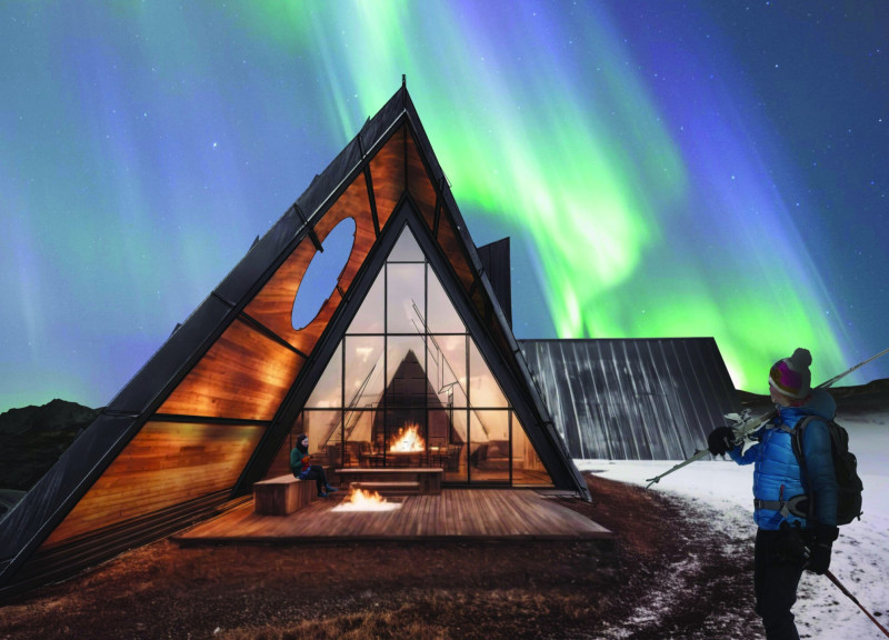 Snow-Shedding Triangular Form Featuring Geothermal Heating and Aluminum Finishes