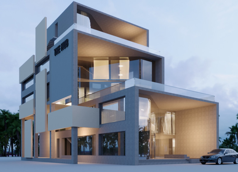 Charred Wooden Shingles and Transparent Glass Create a Multifunctional Community Space