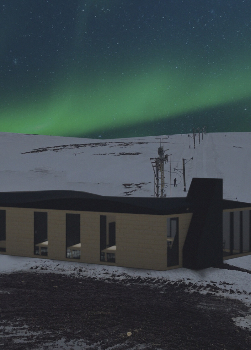 Curved Roof Cabin Integrating Charred Wooden Shingles with Local Timber in Iceland's Scenic Landscape