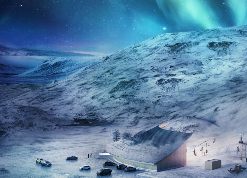 Curvilinear Retreat Built with Laminated Cedar and Geothermal Technology for Sustainable Ski Experiences