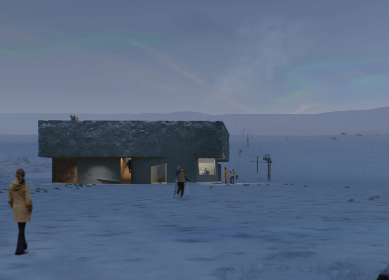 Volcanic Ash Facade and Flexible Interiors in Sustainable Ski Lodge Design