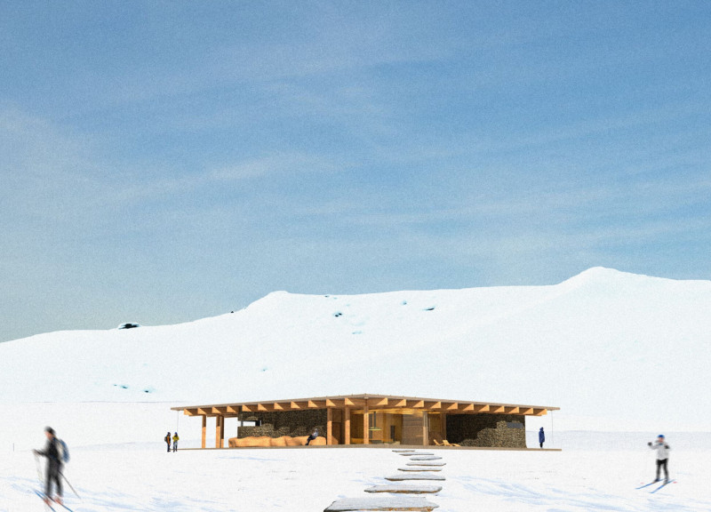 Charred Wooden Shingles and Cross-Laminated Timber Define a Multifunctional Community Space