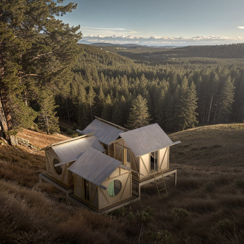 Circular Windows and Quadcore Panels Enhance Sustainability in Forest Retreat