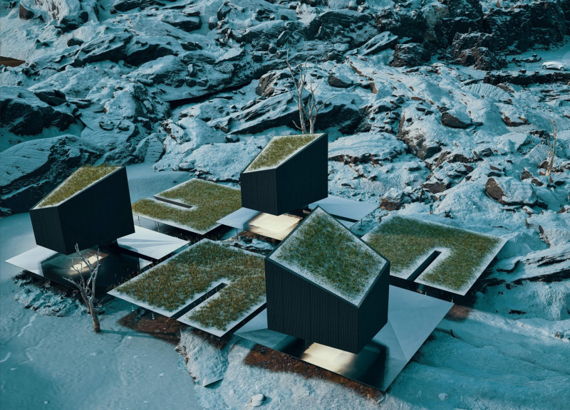 Charred Timber and Structural Glass Form a Resilient Habitat Embedded in Rugged Terrain