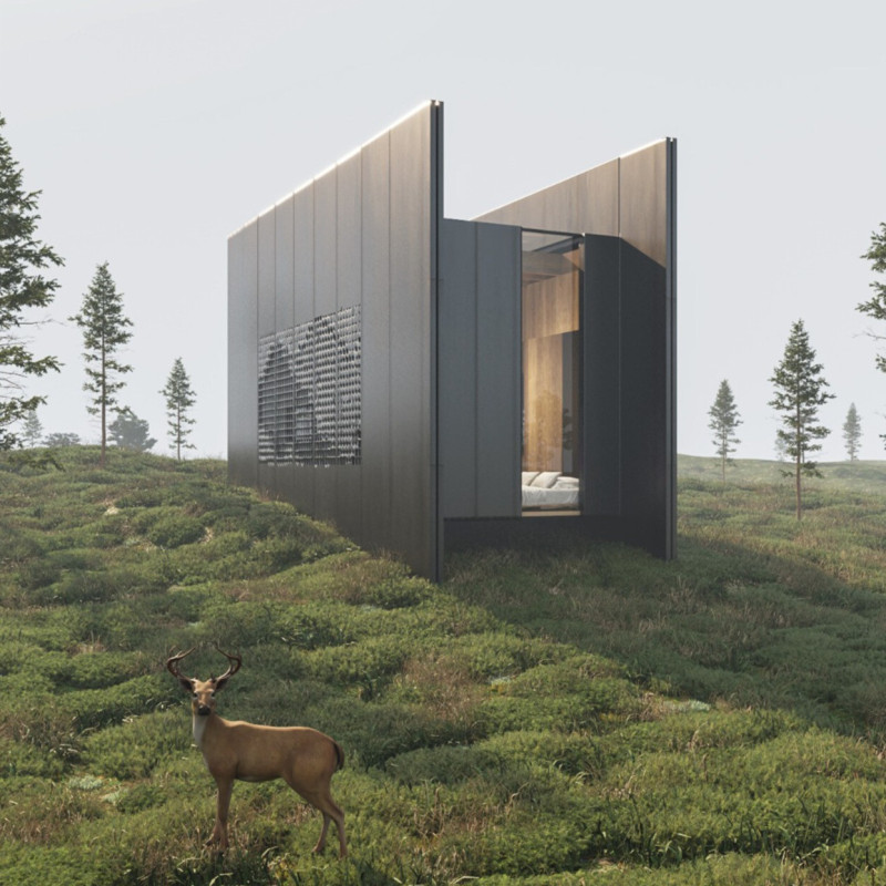 Charred Wooden Shingles and Metal Cladding in Earthquake-Resistant Modular Housing