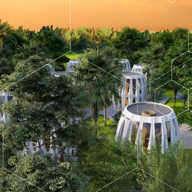 Hexagonal Modules Crafted from High-Density Polyethylene Integrating Green Roof Systems for Community Living