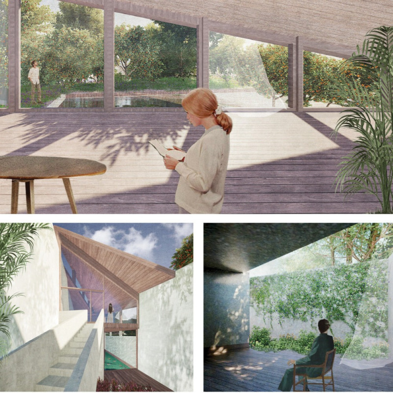 Charred Wooden Shingles and Passive Solar Design in a Residential Landscape Integration