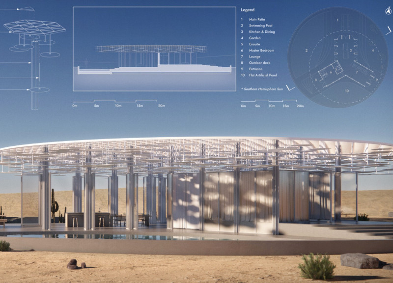 Charred Wooden Shingles and Thermal Glazing in an Eco-Friendly Desert Dwelling