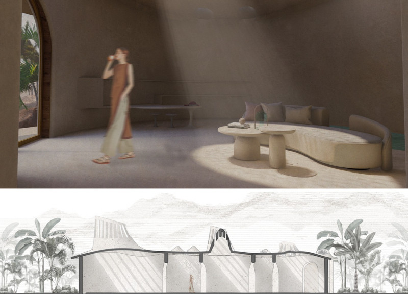 Natural Harmony Achieved Through Earth-Based Materials and Organic Forms in Desert Living