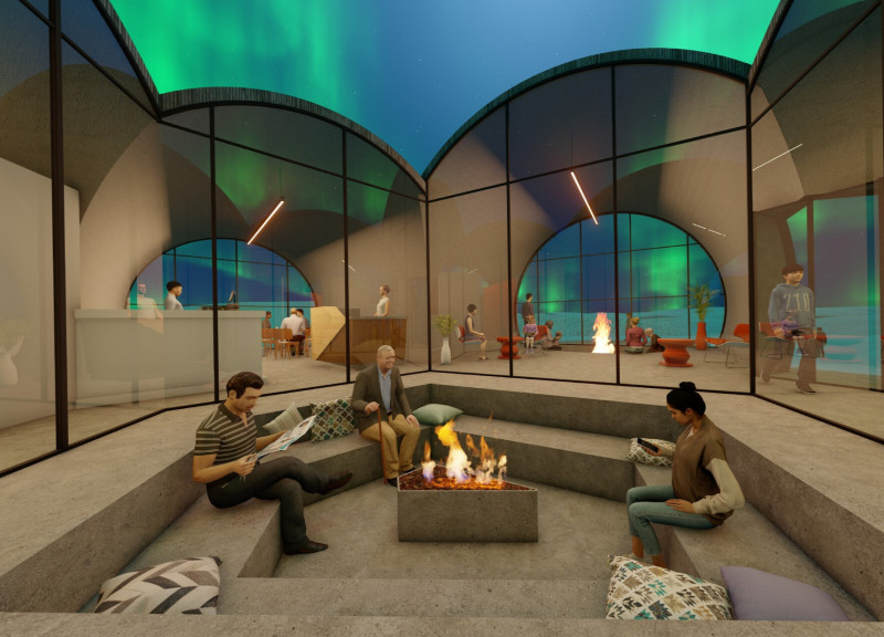 Biomimetic Design with Cross-Laminated Timber and Panoramic Glazing for Northern Lights Observation