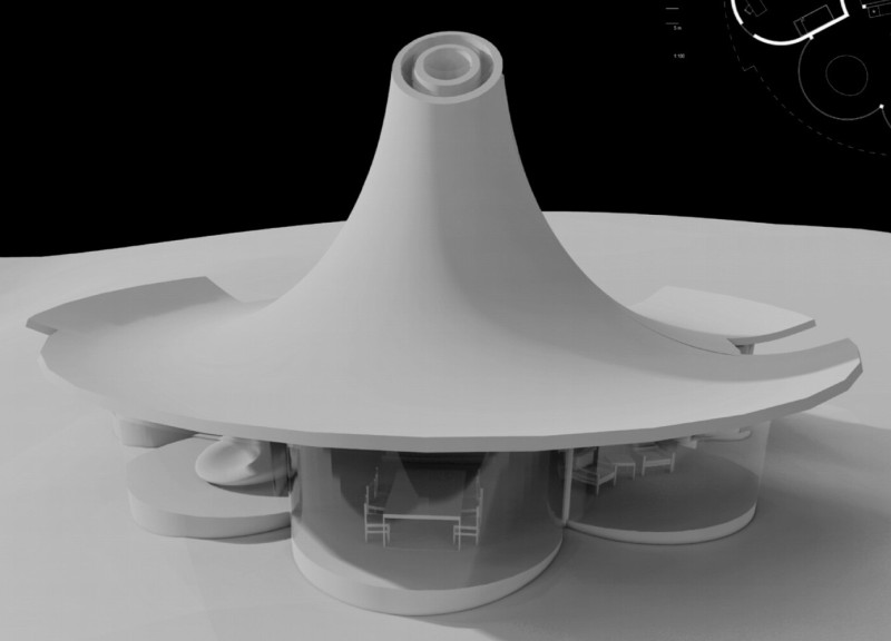 Large Roof Shell Crafted with Concrete and Glass for Harmonious Living in a Natural Setting