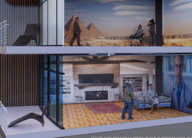 Interactive Therapy Center with Glass Facades and Eco-Friendly Green Roofs