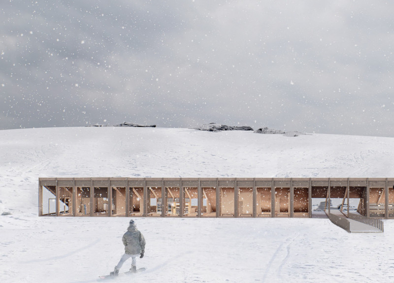 Dynamic Roof Design Featuring Geothermal Systems and Mass Timber for Winter Recreation