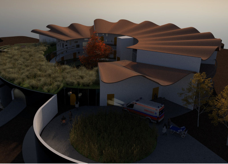 Undulating Roof Design Blending Natural Light and Therapeutic Spaces with Cedar Shingles