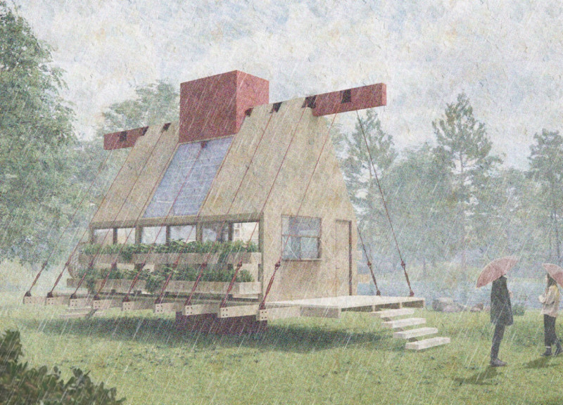 Suspended Living Spaces Crafted with Cross-Laminated Timber and Integrated Greenery