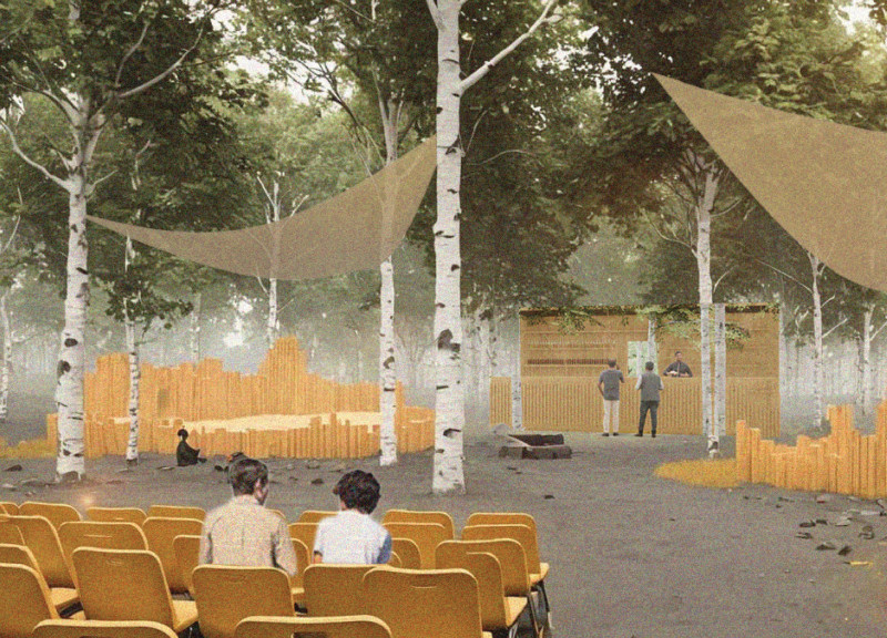 Acoustic Tubes and Birch Wood Blend Seamlessly in a Forest Performance Space