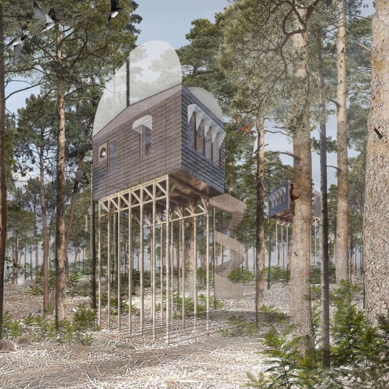 Charred Wooden Shingles Elevate Sustainable Living in a Modular Forest Cabin