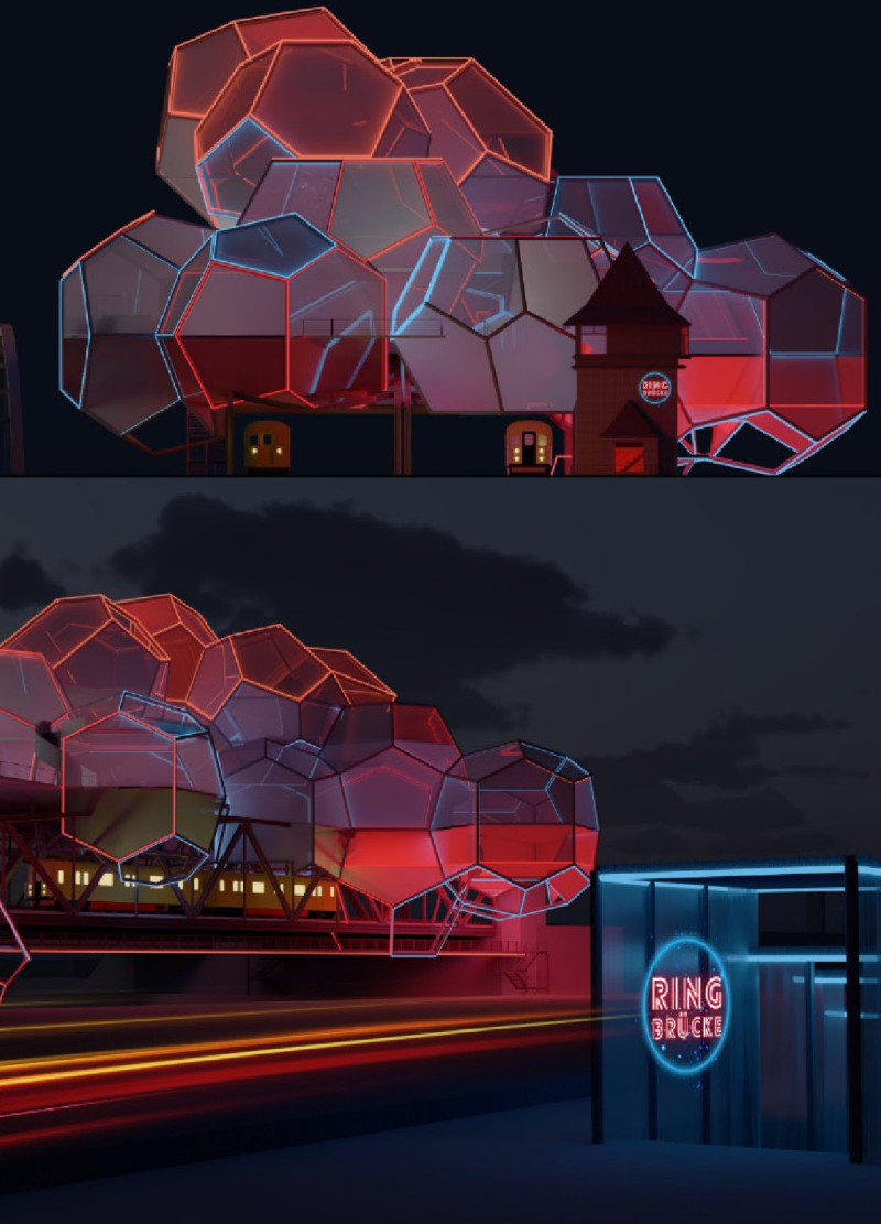 Hexagonal Structure Featuring Composite Panels and Integrated Green Spaces for Enhanced Urban Connectivity