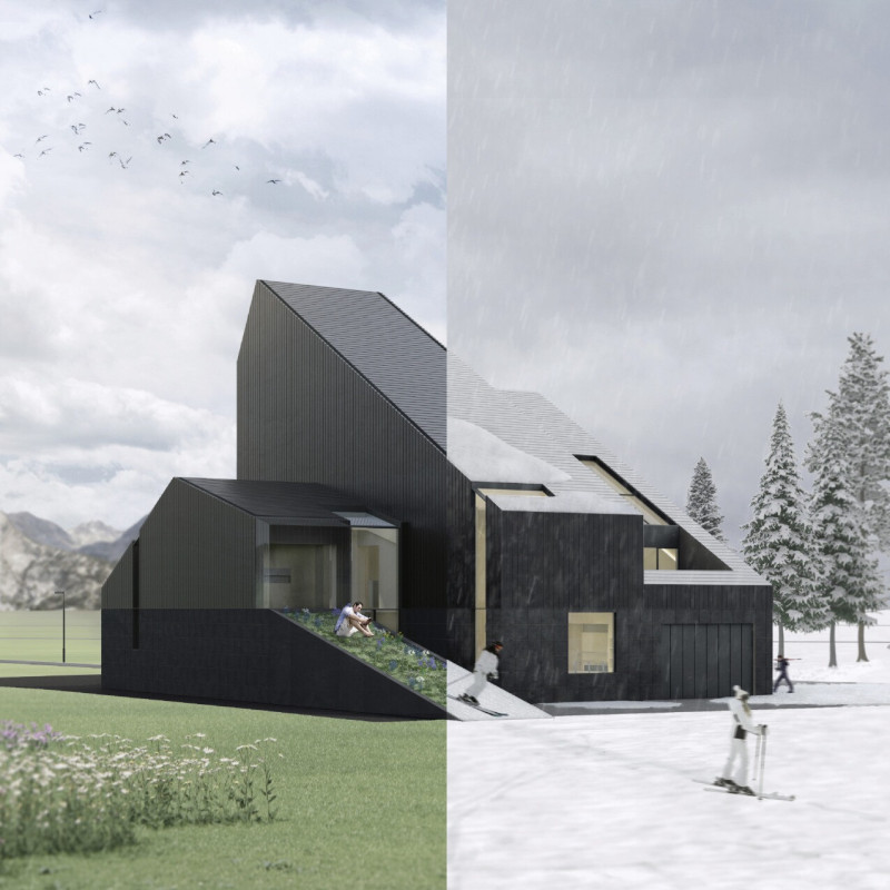 Hempcrete Insulation and Metal Cladding in a Sustainable Ski House Design