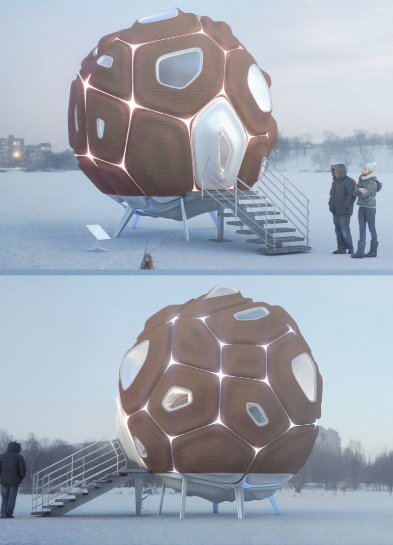 3d Printed Clay Habitat with Photovoltaic Glass and Rainwater Management