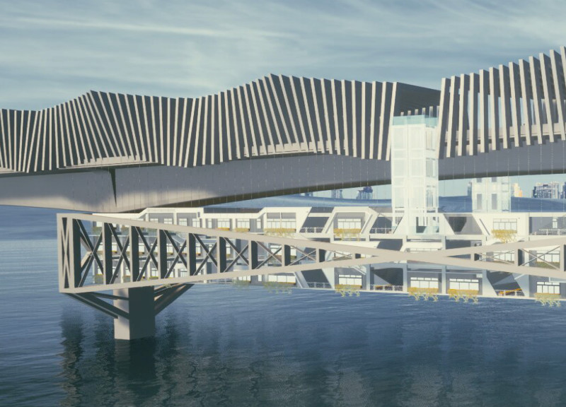 Fluid Forms of Steel and Glass Enveloping a Coastal Community Hub