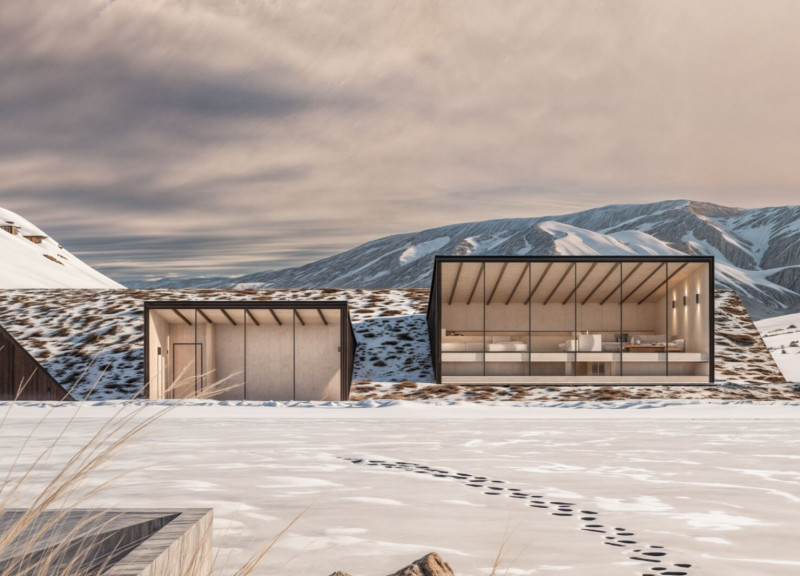 Charred Spruce Facade Enhancing Winter Utilization in a Geothermal Lodge