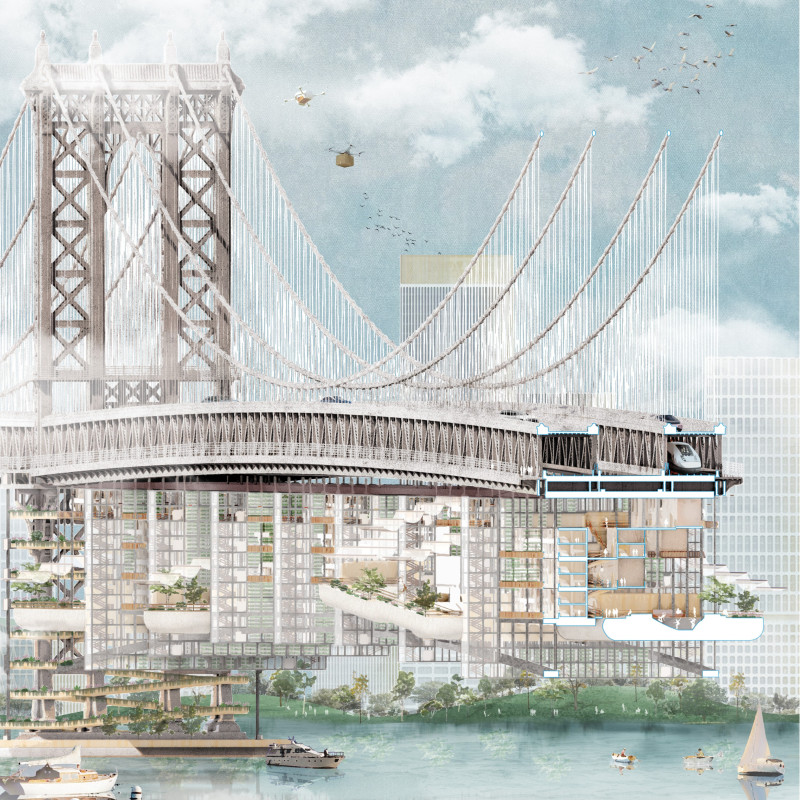 Suspended Structures with Reinforced Concrete and Green Roofs for Urban Living