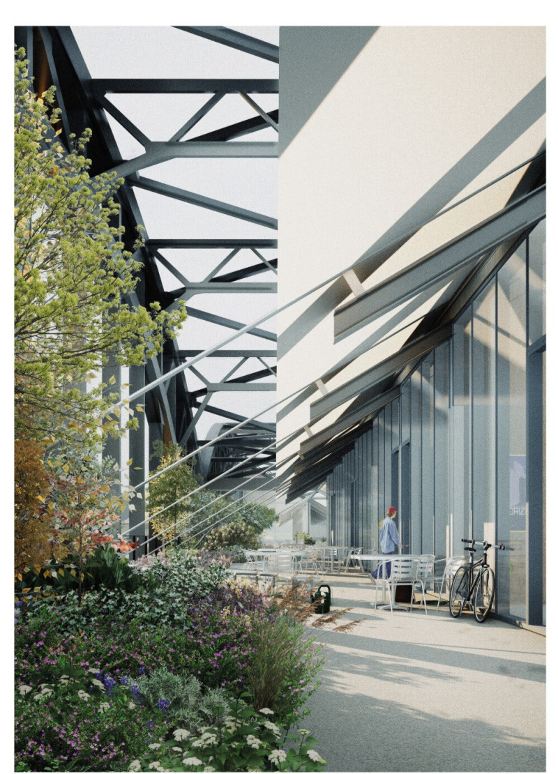 Charred Wooden Shingles and Steel Framework Transforming Historical Infrastructure into a Multifunctional Community Space