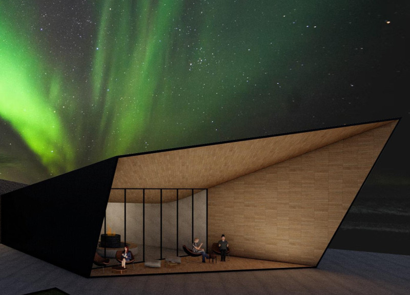 Basalt-Infused Design with Metal Cladding for Winter Recreation Spaces