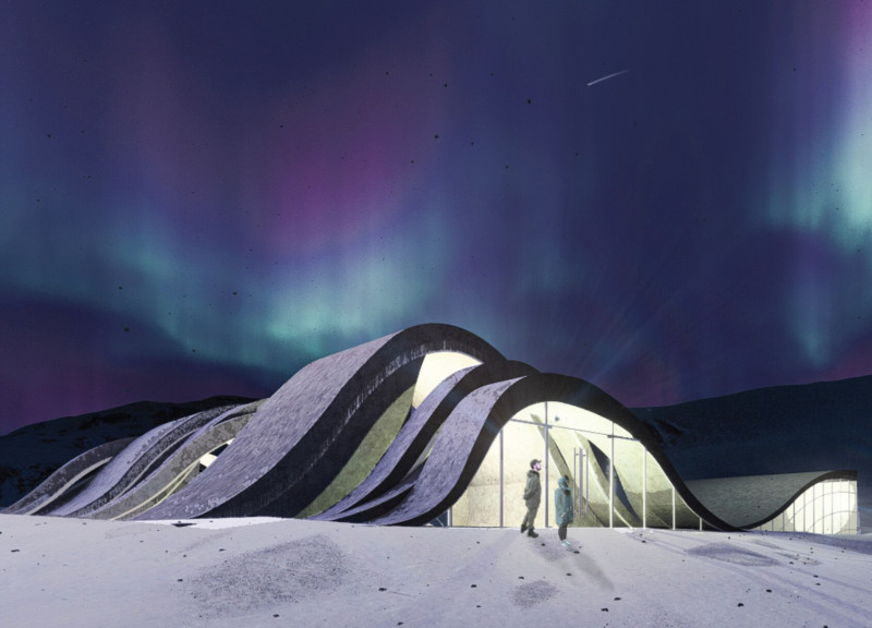 Asymmetrical Concrete Form with Thermal Insulation and Natural Wood Accents for Mountain Retreat