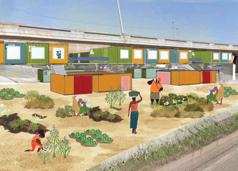 Repurposed Shipping Containers Create Vibrant Communal Spaces Within Urban Agriculture Framework