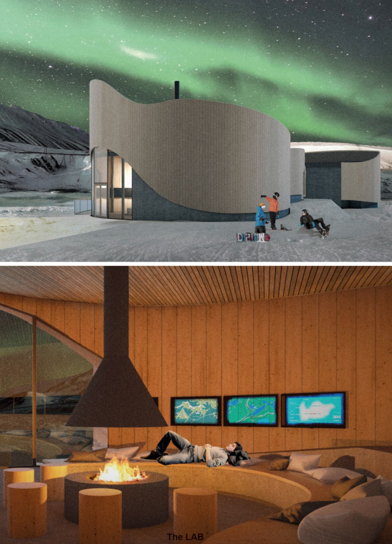 Lava Stone Informed Spaces Crafted from Local Larch for Sustainable Ski Facilities