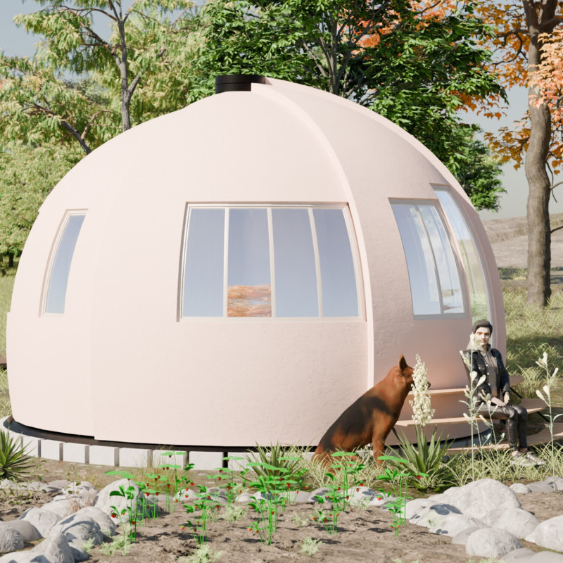 Circular Living Unit Built with Fibrocement and Plywood for Sustainable Mobility