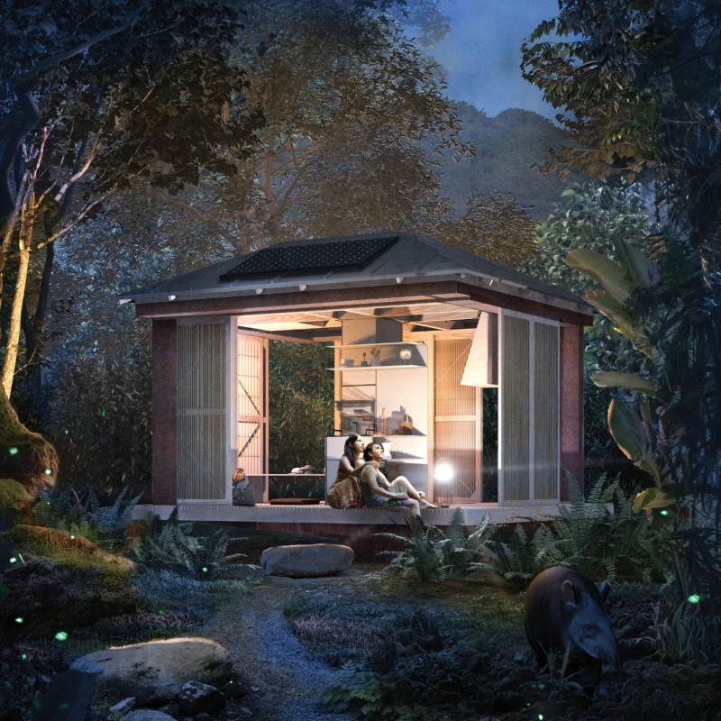 Bamboo Framework and Natural Ventilation in Eco-Friendly off-Grid Housing