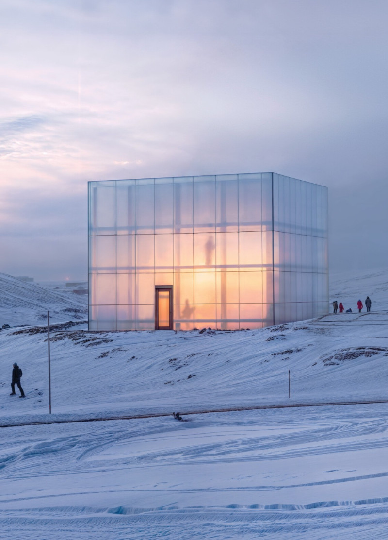 A Double-Skin Cubic Structure Featuring Translucent Polycarbonate and Local Timber