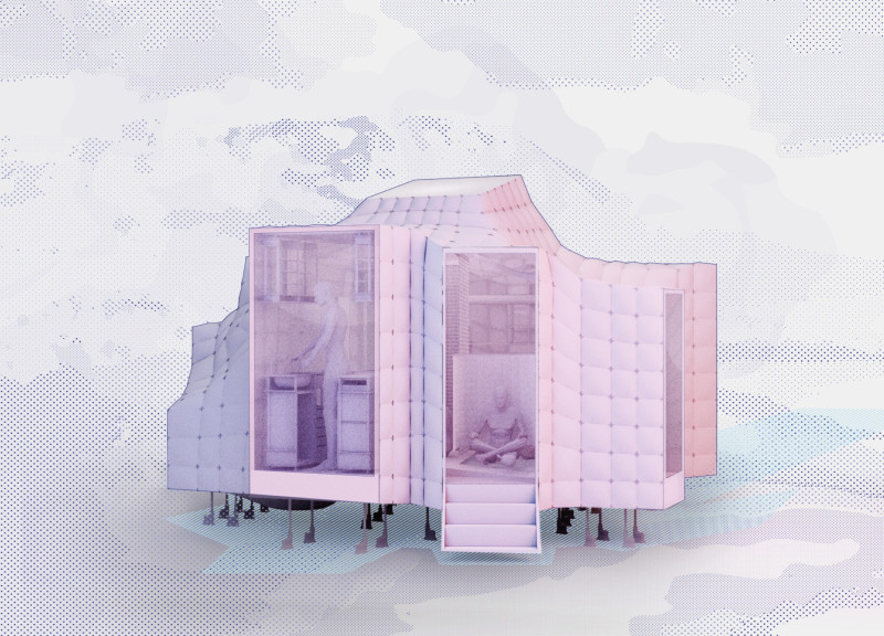 Charred Wooden Shingles and Clear Glass Define a Compact Multifunctional Living Space