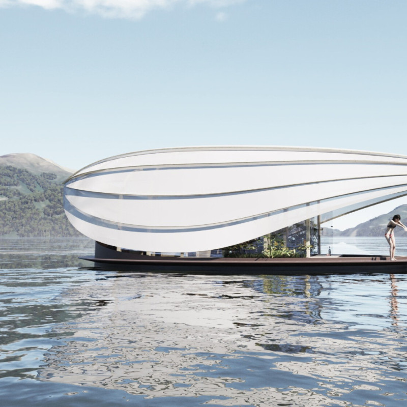 Foldable Roof Design with Reclaimed Sails and Pine Timber for Mobile Living Solutions