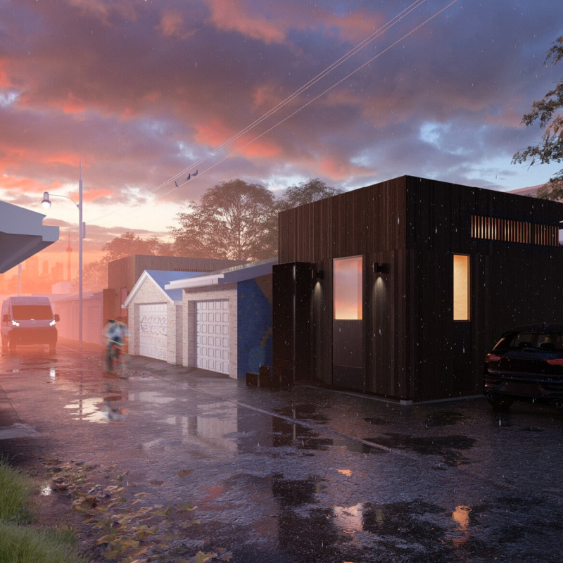 Charred Cedar Facades and Rainwater Harvesting in Urban Living Spaces