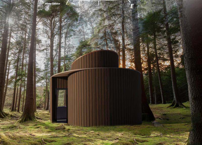 Sustainable Microhome Utilizing Local Larch Wood and Integrated Rainwater Systems