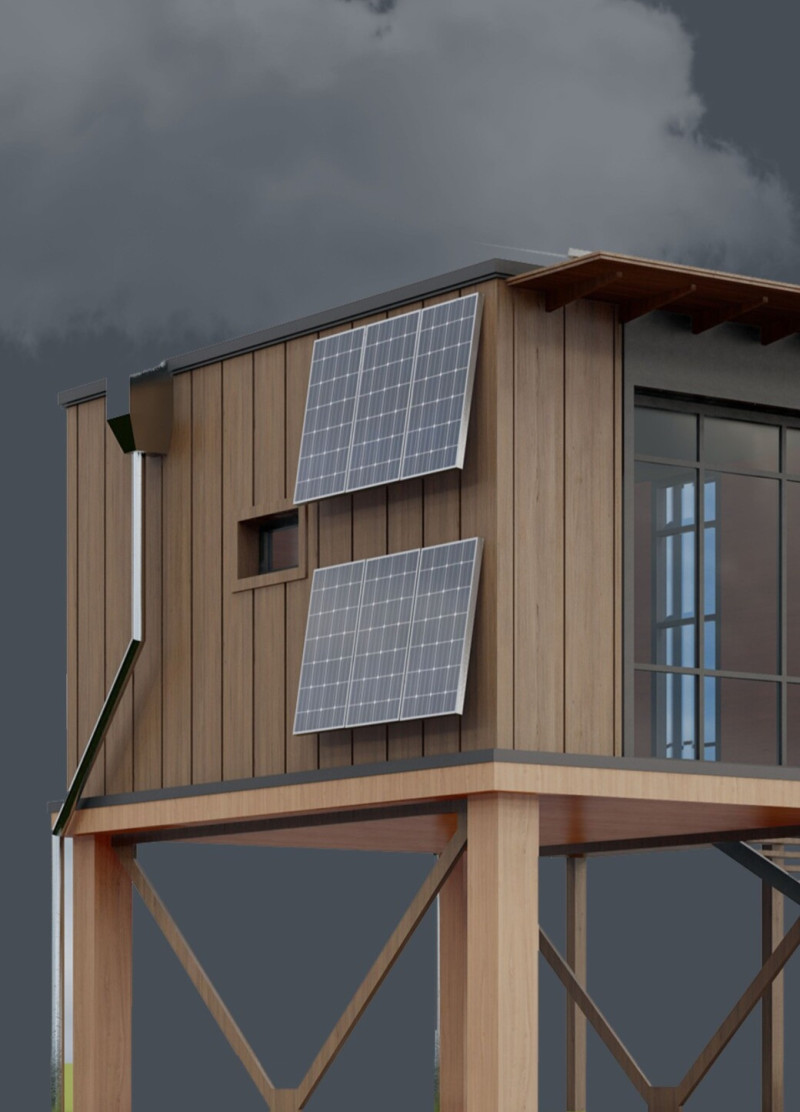 Elevated Homes Featuring Cedar Cladding and Sheep Wool Insulation Tailored for Community Resilience