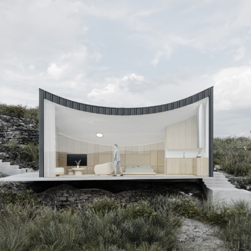 Biophilic Design with Parabolic Roof and Kingspan Quadcore Panels in Sustainable Microhome