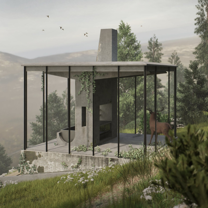 Charred Wooden Shingles and Reinforced Concrete Blend in Modern Sustainable Residence