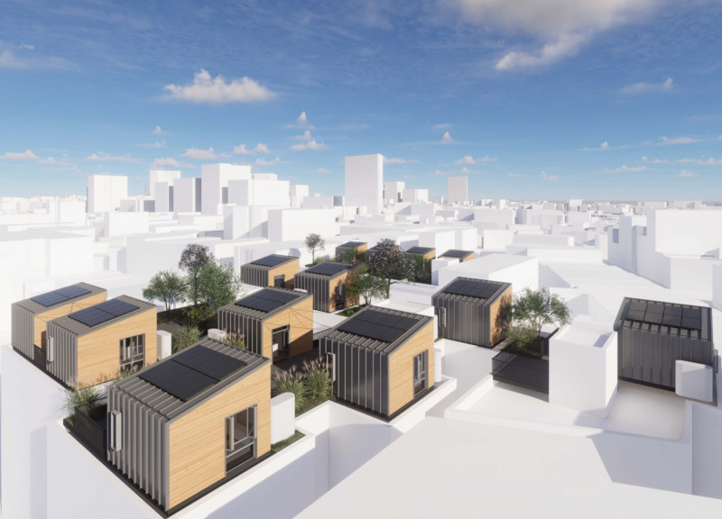 Rooftop Residences Featuring Structural Insulated Panels and Natural Cedar Cladding for Urban Living