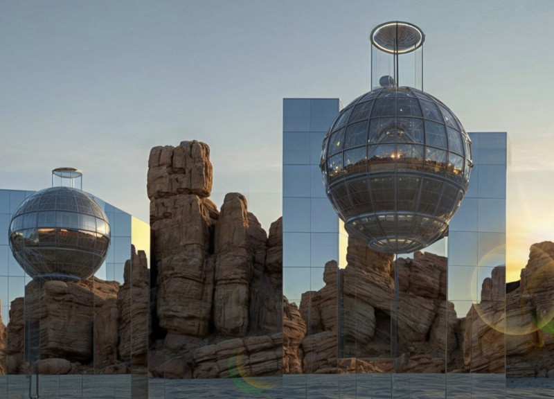 Reflective Spheres and Atmospheric Water Systems in a Luxurious Saudi Retreat