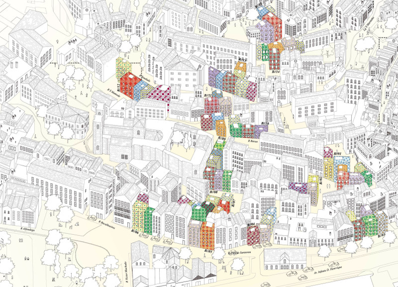 Charred Wooden Shingles and Limestone Facades Enriching Historical Urban Fabric