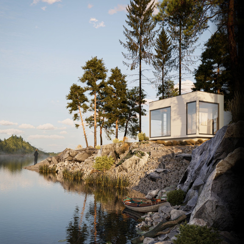 Charred Wooden Shingles and Large Windows Define a Sustainable Microhome Experience