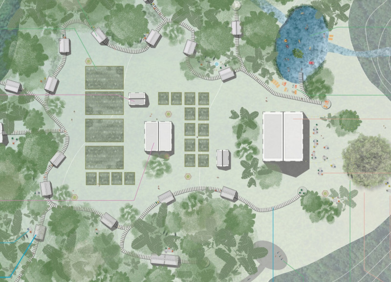 Plastic Brick Community Center Enhanced by Hydroponic Systems and Sustainable Design