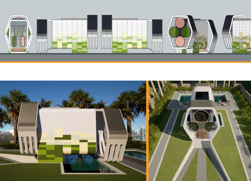 Hexagonal Microhome Featuring Quadcore Panels and Energy-Efficient Design Elements